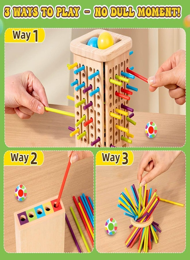 Britik Montessori Wooden Board Games for Kids 3-8 Years: 40 Colorful Wooden Sticks 12-Sided Dice Game Math Educational Toys, Fine Motor Skills Toys for 5 Year Old, Family Games for Kids and Adults - Image 3